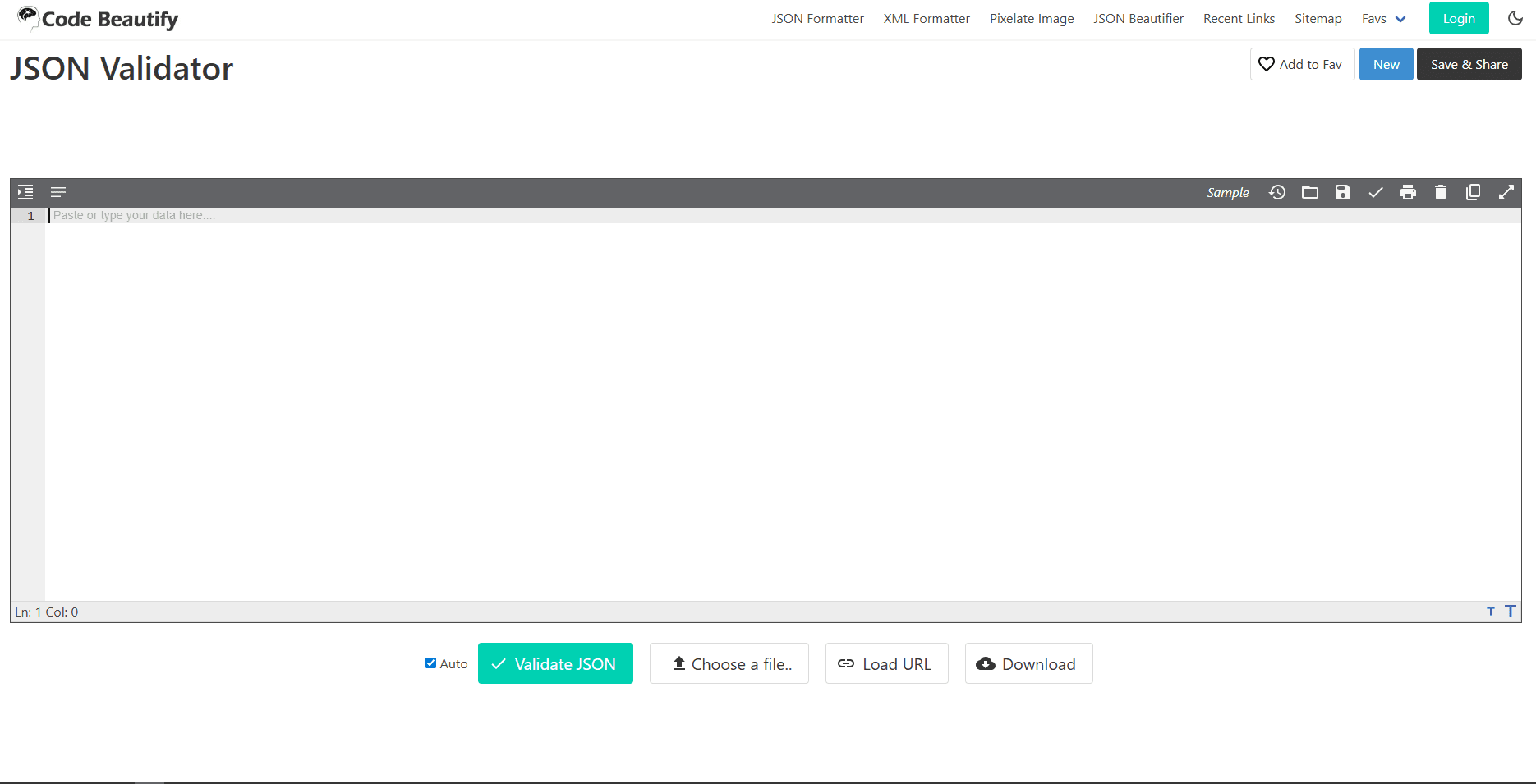 CodeBeautify JSON Validator