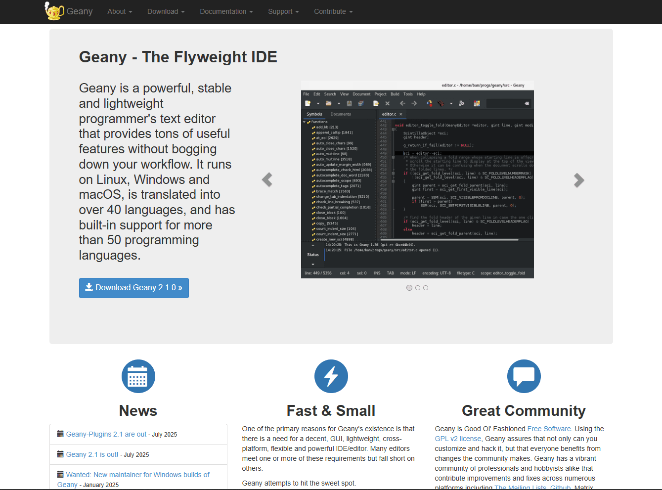Geany editor with HTML file showing tag auto-close