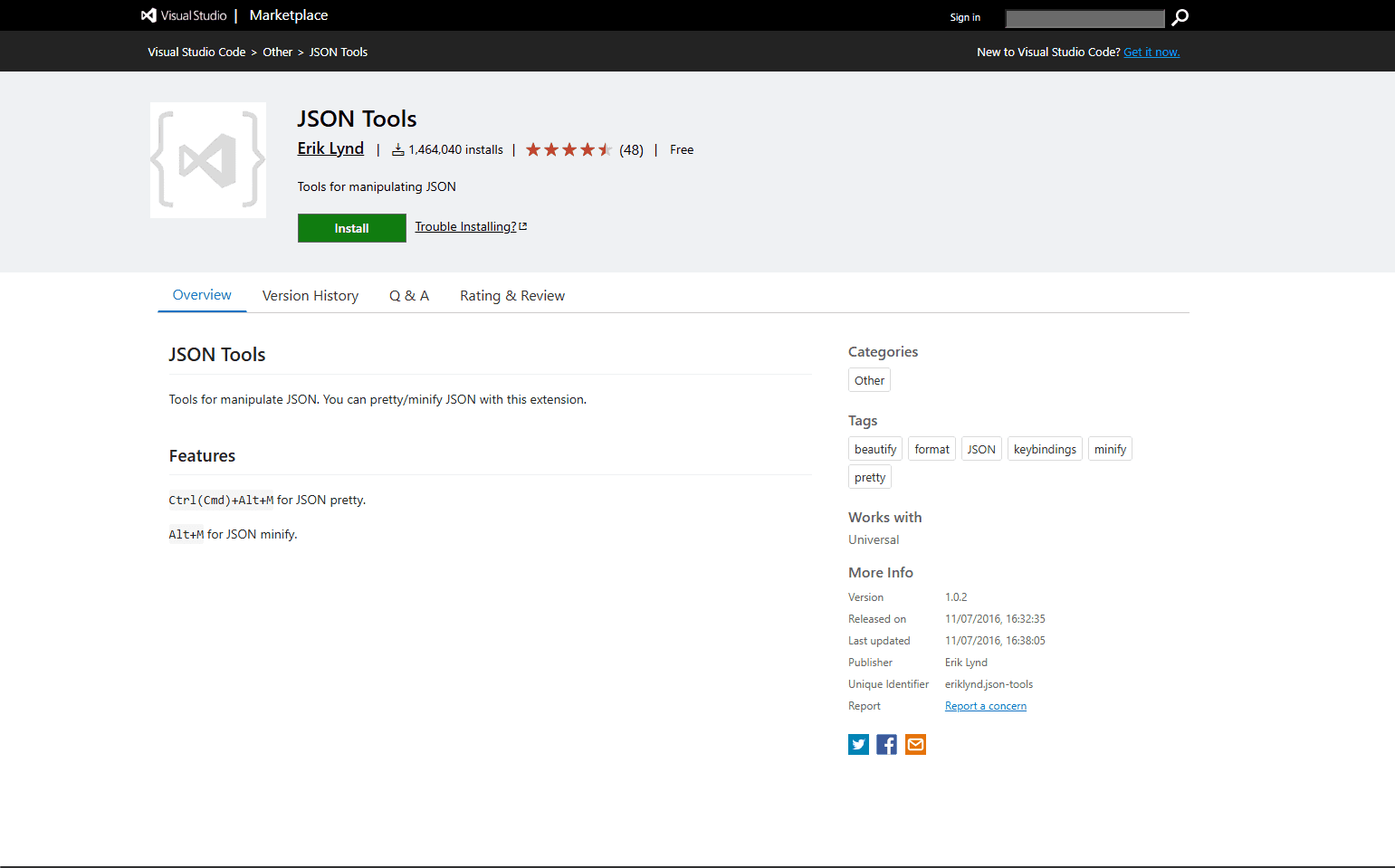 JSON Tools Extension