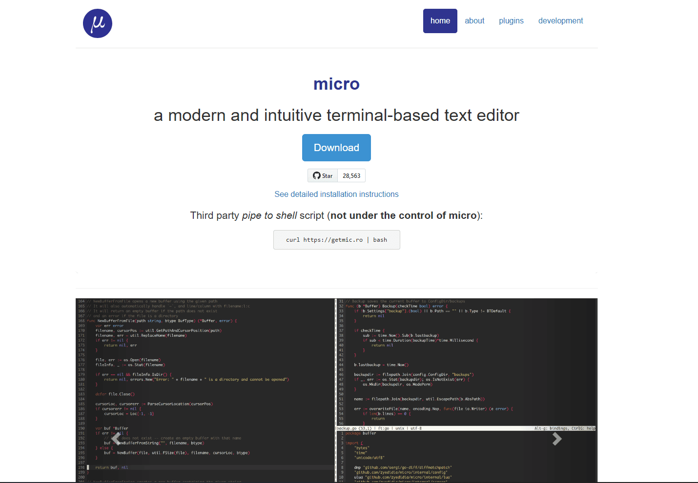 Micro editor in terminal with HTML file