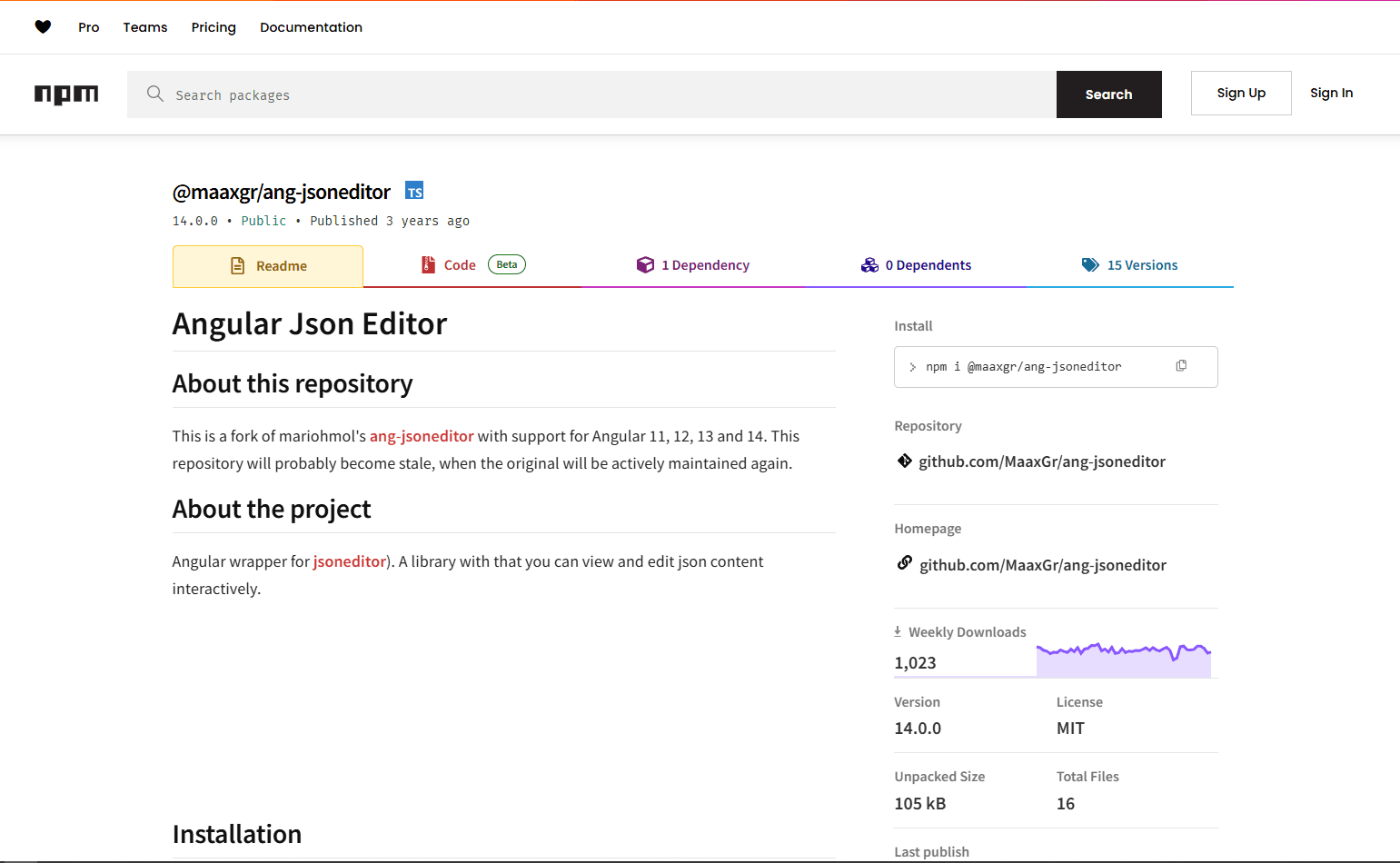ngx-json-editor Angular Component