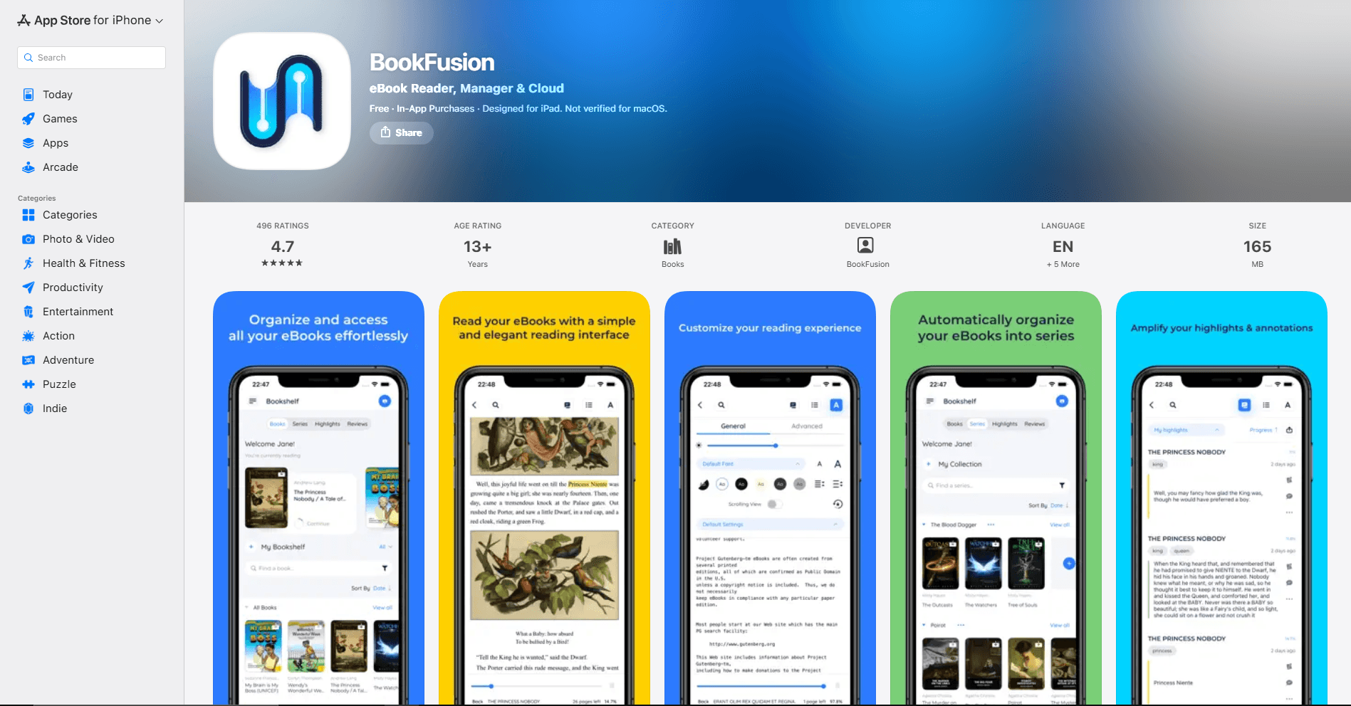BookFusion EPUB reader for iPhone and iPad