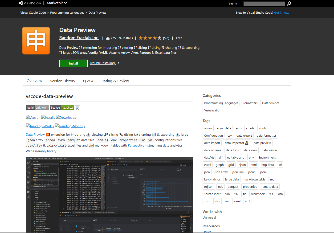 Data Preview extension