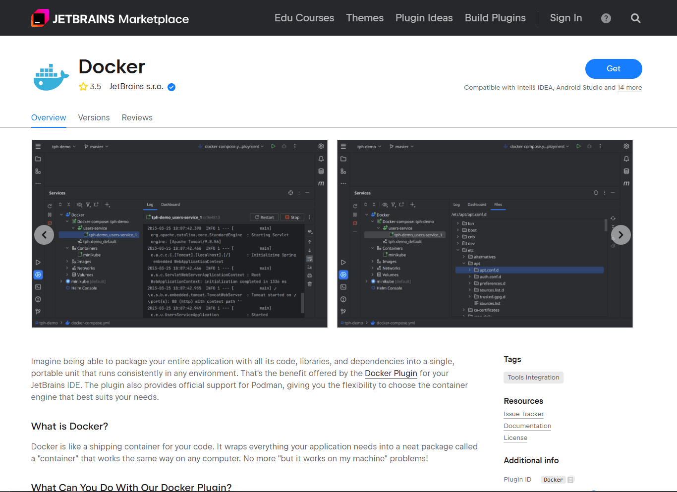 Docker Plugin in IntelliJ