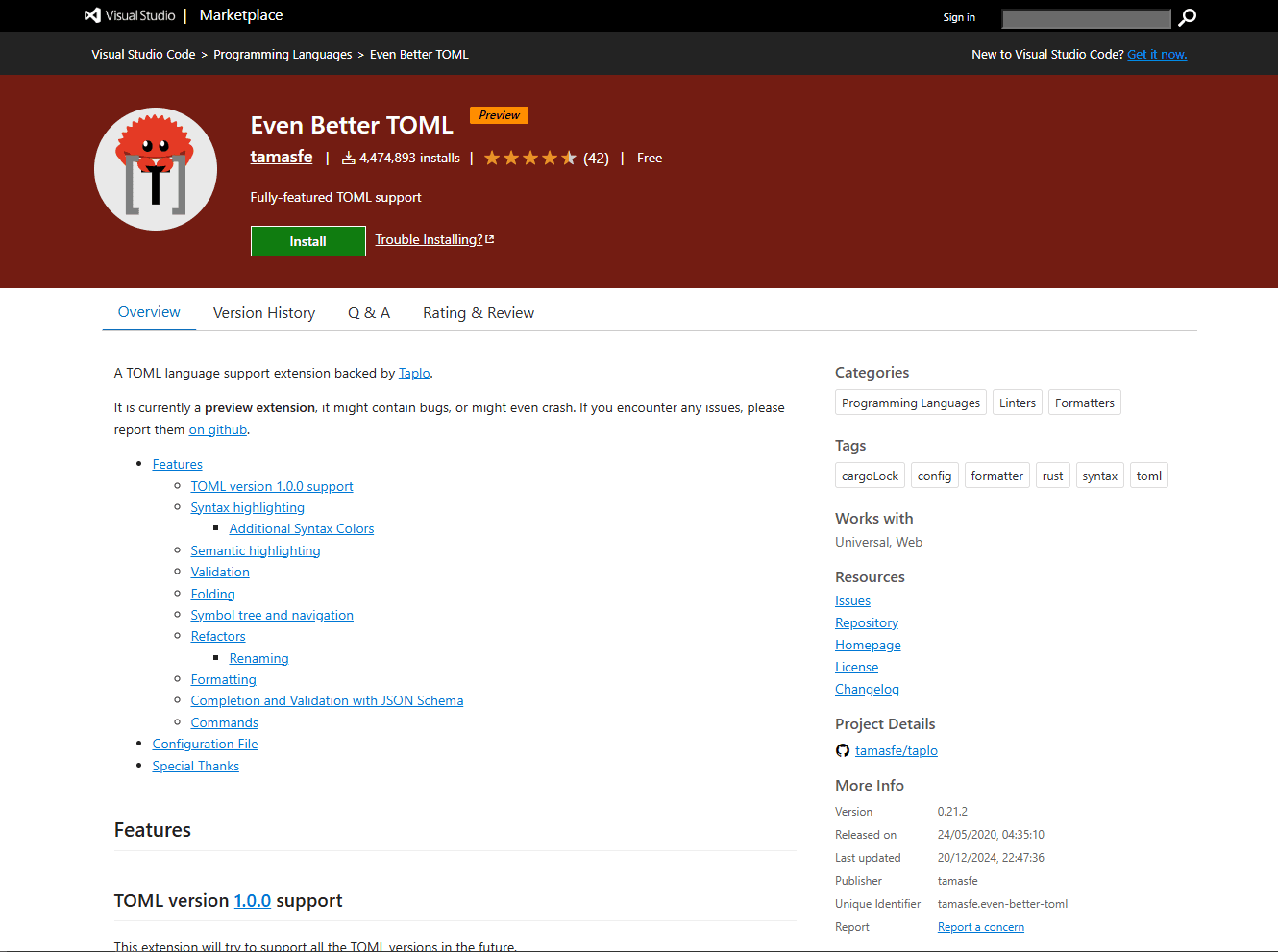 Even Better TOML Extension