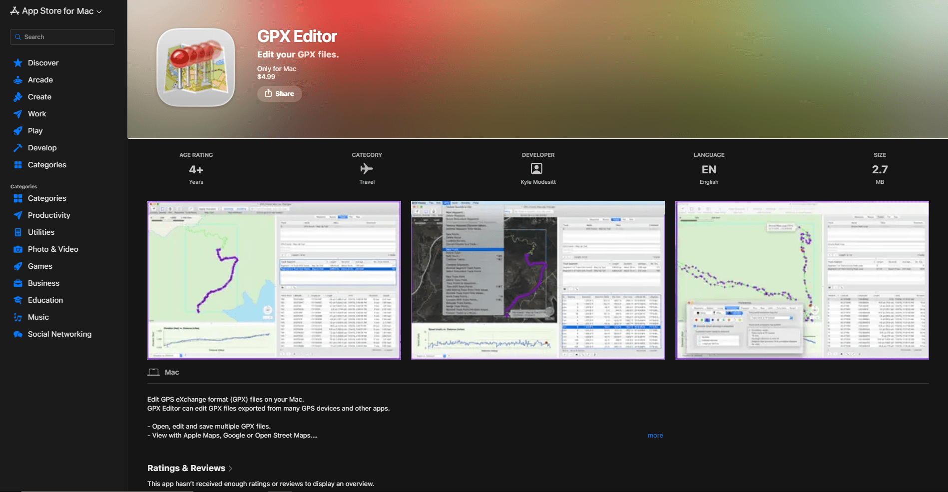 GPX Editor changing track points on Mac