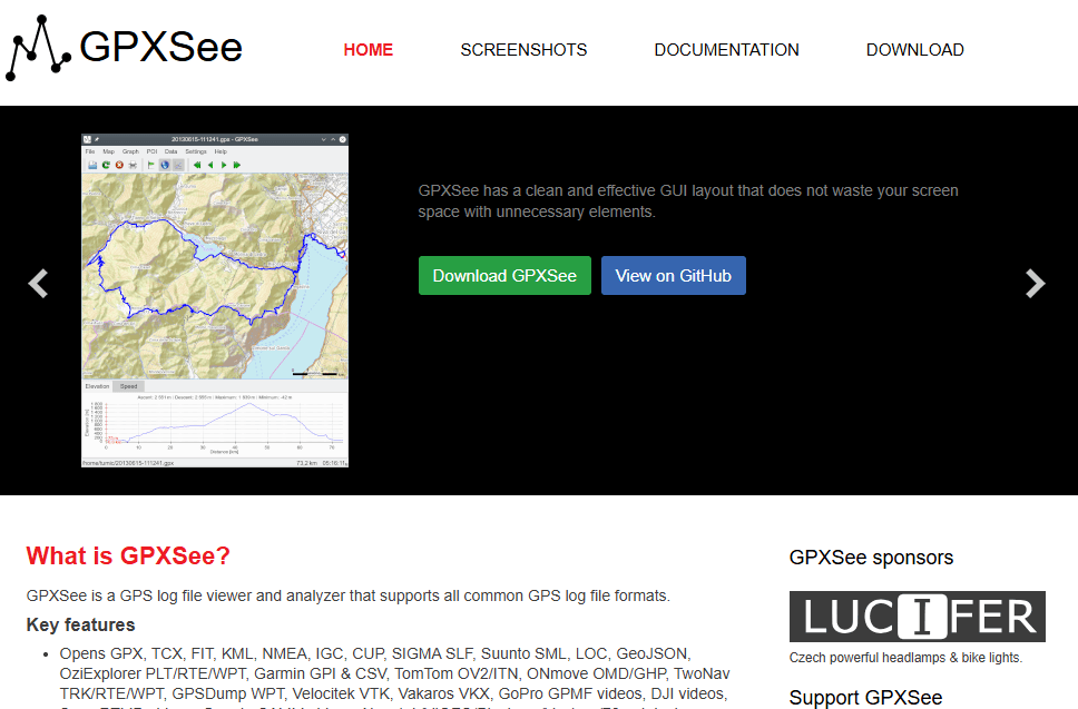 GPXSee viewing and analyzing a GPX track on Windows