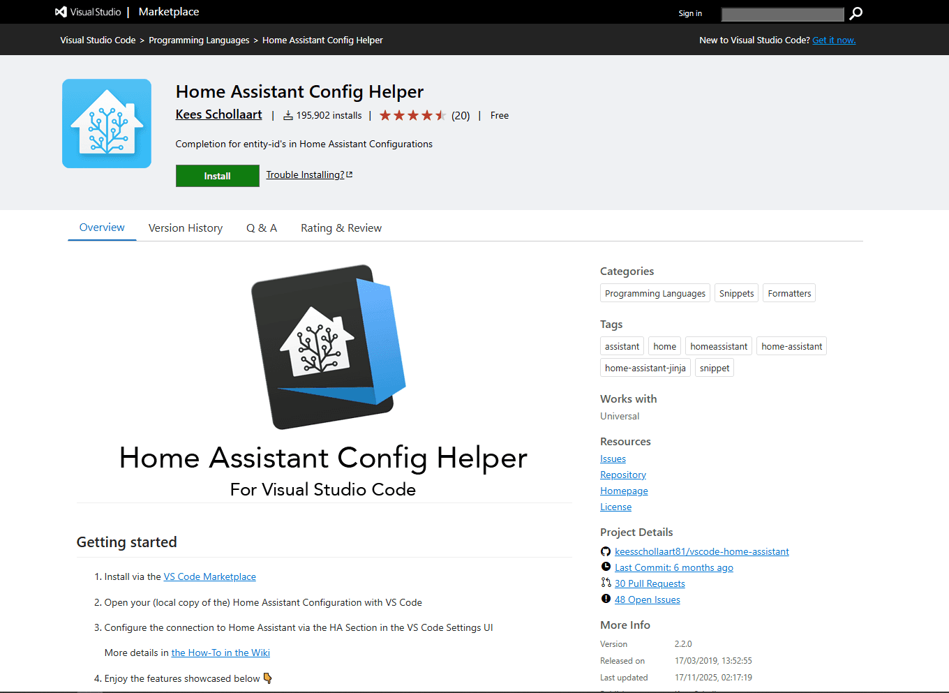 VS Code with Home Assistant Config Helper