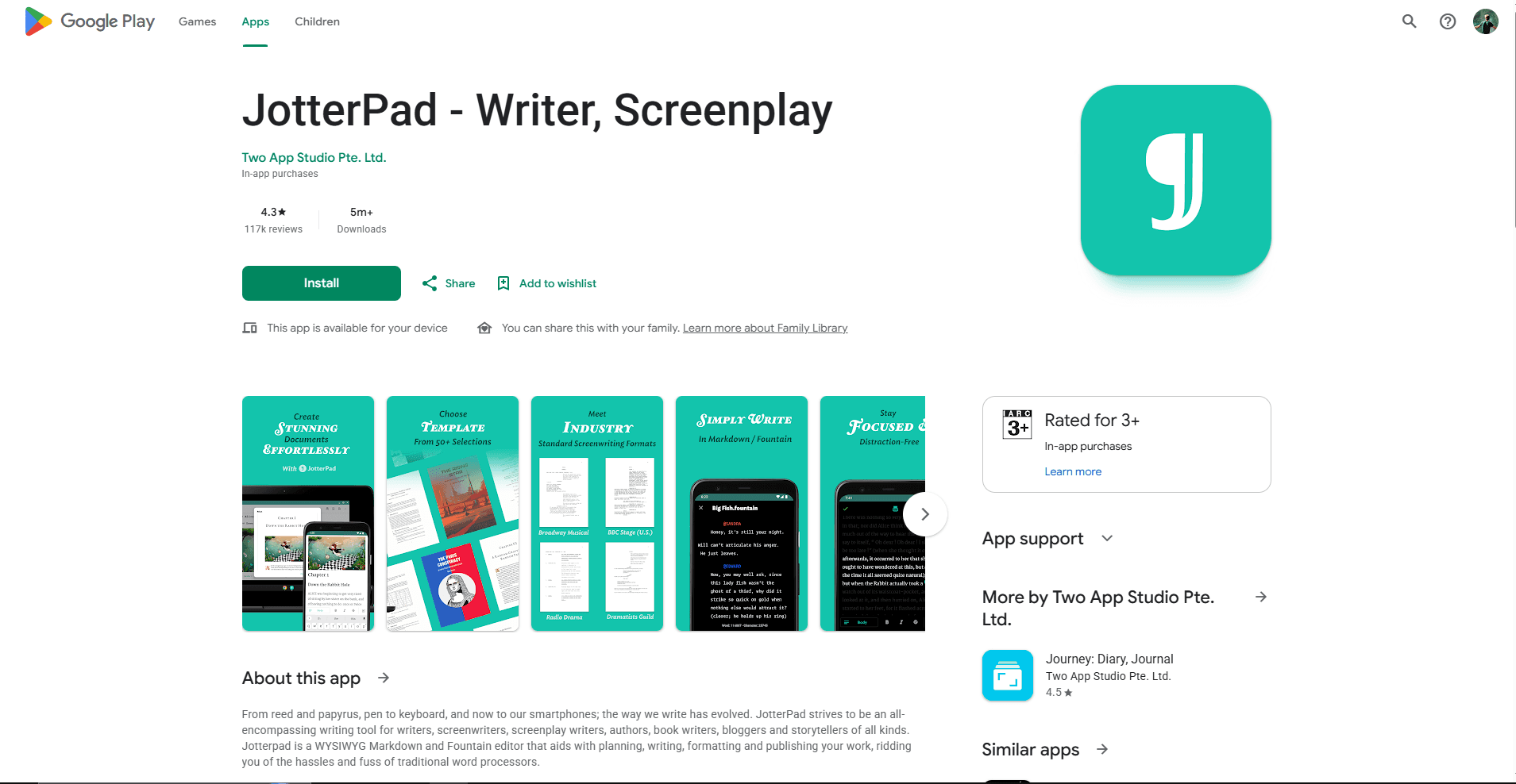 JotterPad Markdown editor on Android