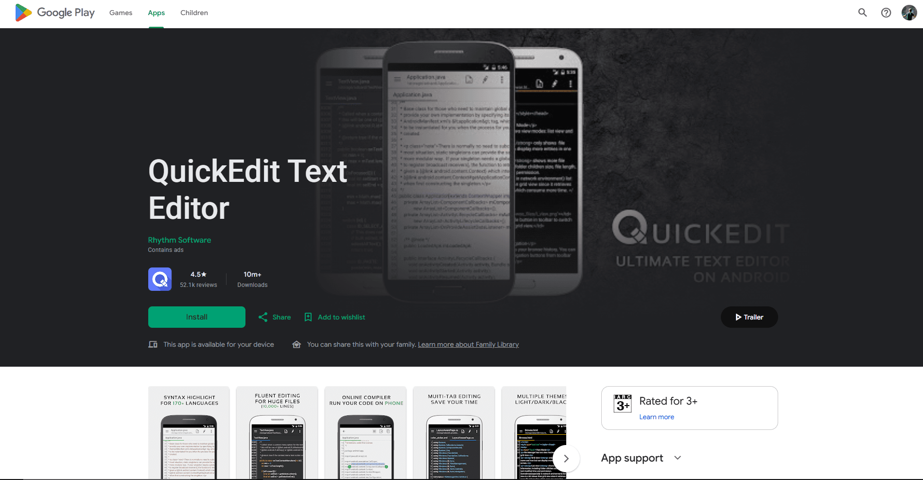 QuickEdit Text Editor showing the source of a VCF file on Android