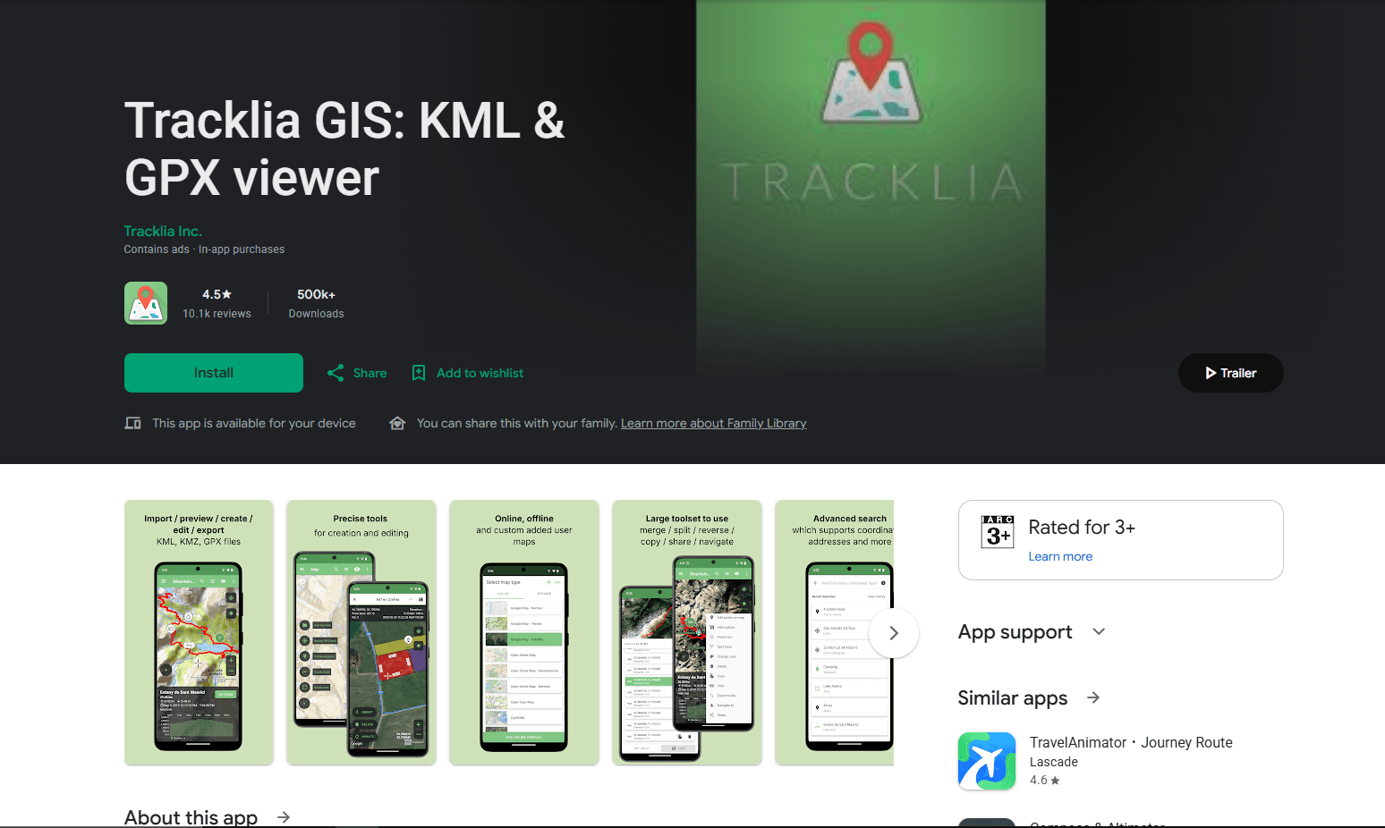 Tracklia editing a GPX track on Android