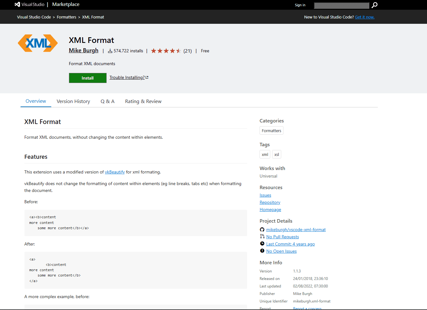 XML Format Extension