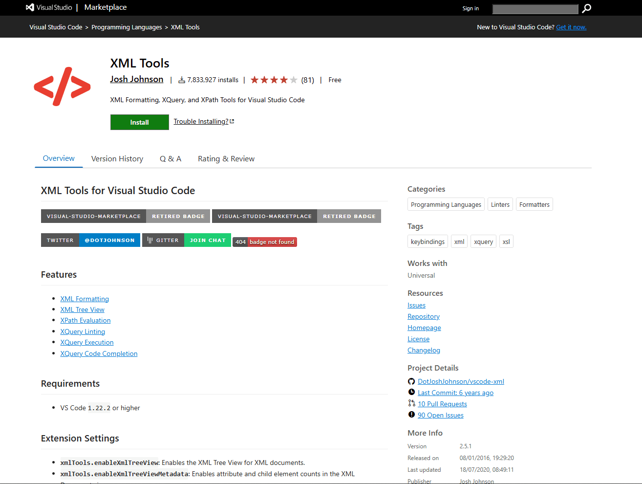 XML Tools Extension
