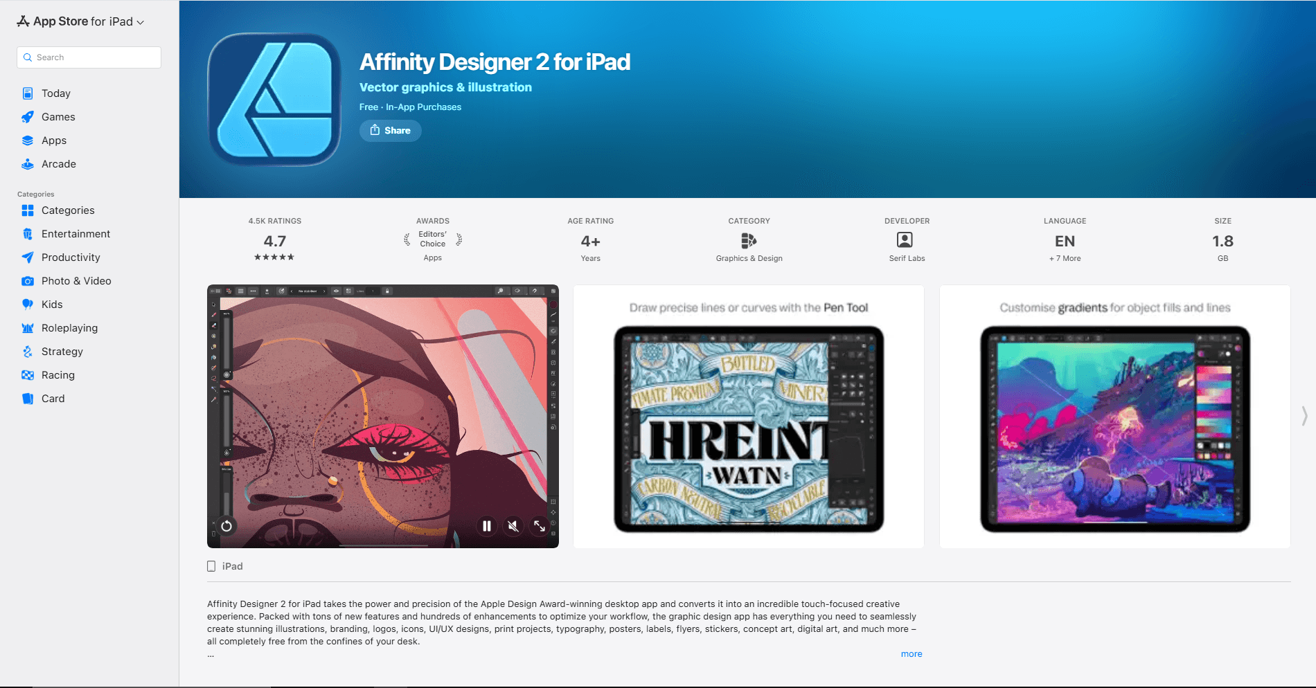 Affinity Designer 2 editing SVG on iPad screenshot