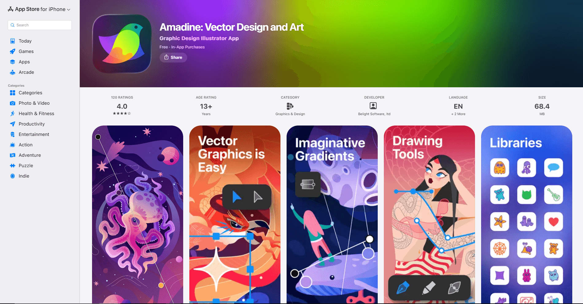 Amadine SVG vector editor on iPad screenshot