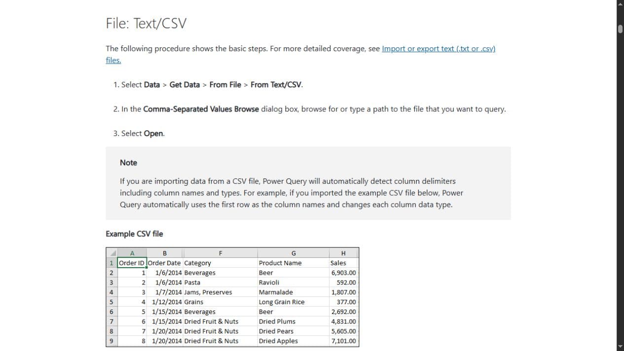 Importing CSV through Excel Power Query