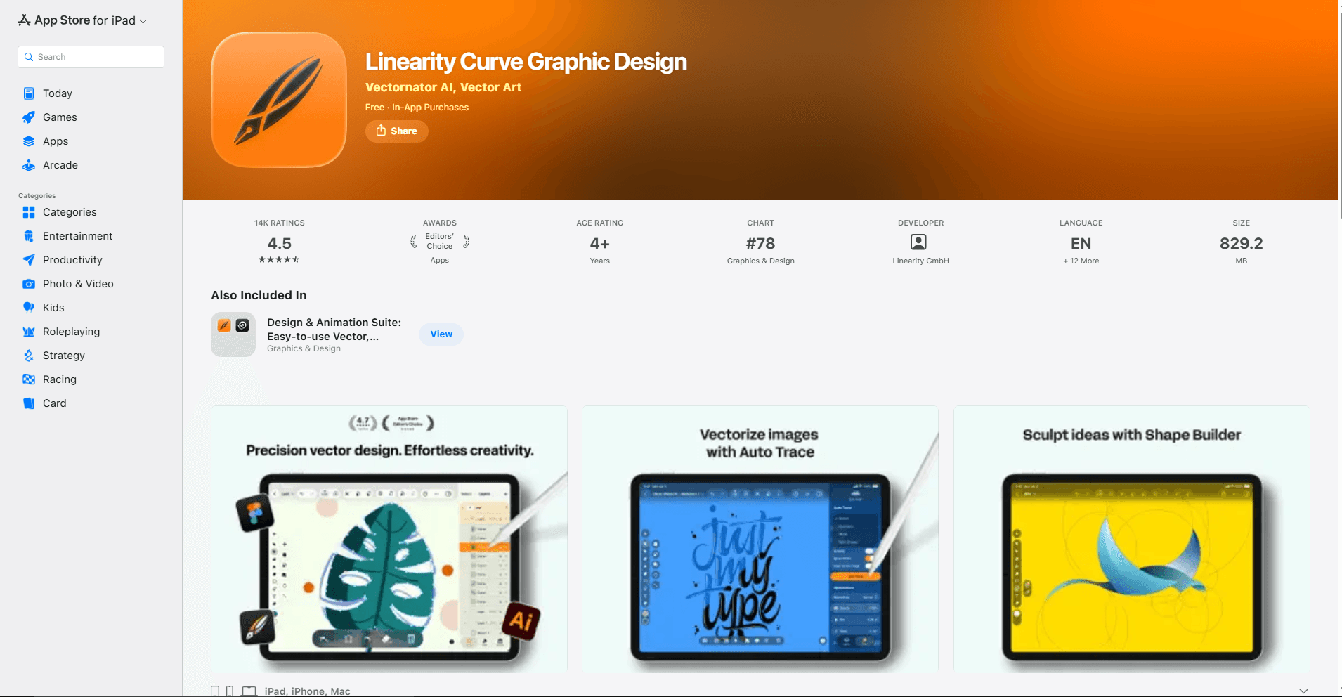Linearity Curve SVG editor on iPad screenshot