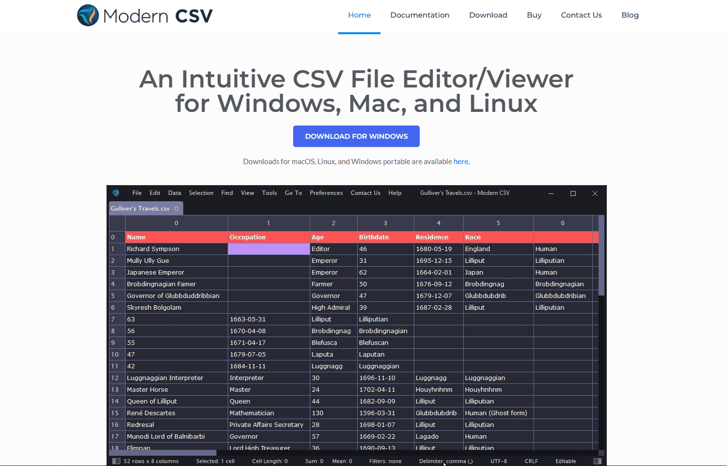 Modern CSV editor on Windows