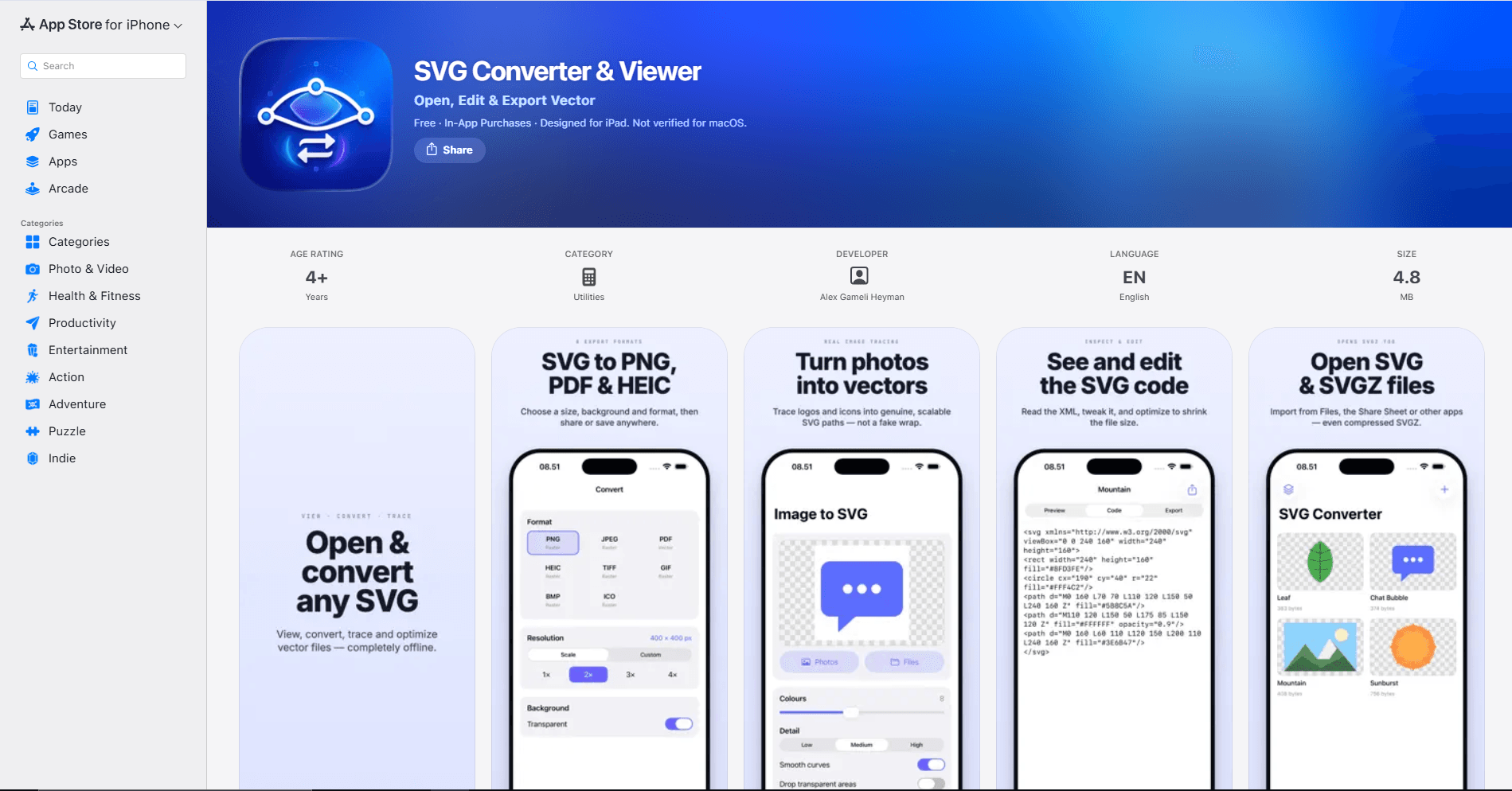 SVG Converter and Viewer on iPad screenshot