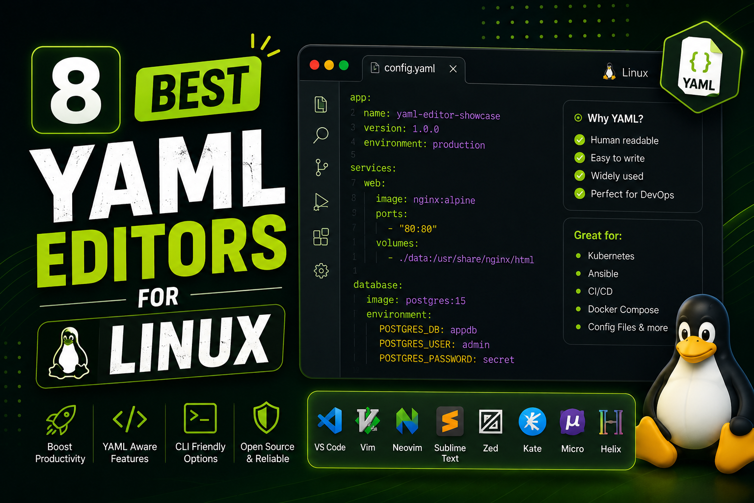 8 Best YAML Editors for Linux in 2026 (GUI & Terminal) | Merge JSON Files