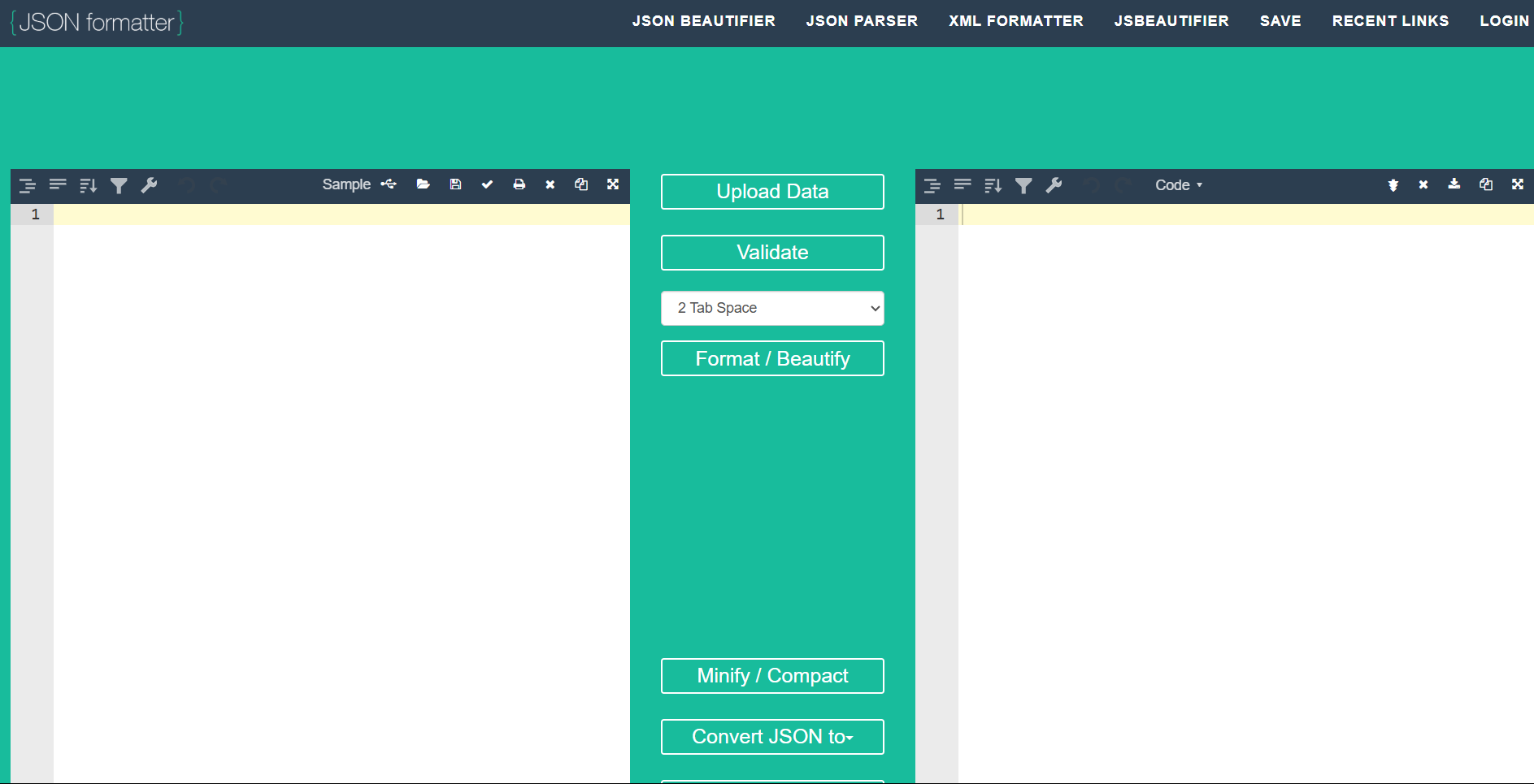 JSON formatter Code Editor